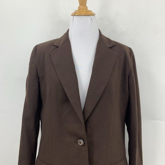 Vintage Orvis Loneline Blazer Women 4P Petite Brown One Button Notch Collar Line - Picture 5 of 13